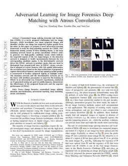 Adversarial Learning for Image Forensics Deep Matching with Atrous
  Convolution