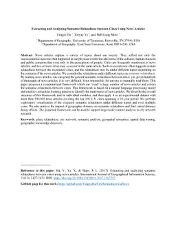 Extracting and Analyzing Semantic Relatedness between Cities Using News
  Articles