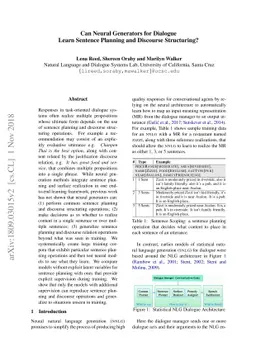 Can Neural Generators for Dialogue Learn Sentence Planning and Discourse
  Structuring?