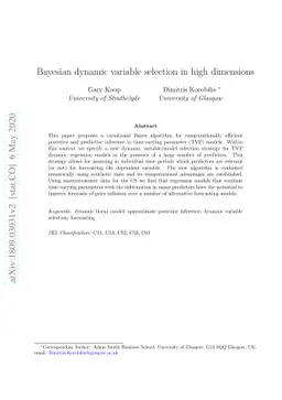 Bayesian dynamic variable selection in high dimensions