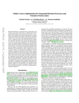 Online Convex Optimization for Sequential Decision Processes and
  Extensive-Form Games