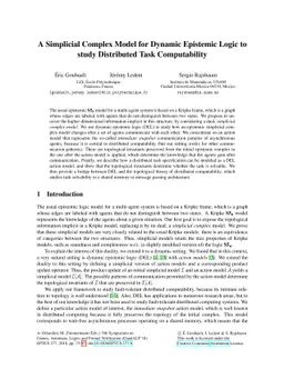 A Simplicial Complex Model for Dynamic Epistemic Logic to study
  Distributed Task Computability
