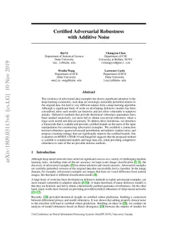 Certified Adversarial Robustness with Additive Noise