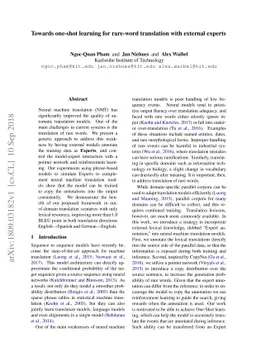 Towards one-shot learning for rare-word translation with external
  experts