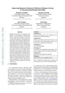 Improving Response Selection in Multi-Turn Dialogue Systems by
  Incorporating Domain Knowledge