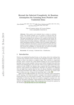 Beyond the Selected Completely At Random Assumption for Learning from
  Positive and Unlabeled Data
