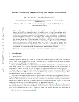 Privacy-Preserving Deep Learning via Weight Transmission