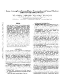 xSense: Learning Sense-Separated Sparse Representations and Textual
  Definitions for Explainable Word Sense Networks
