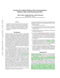 Pursuit of Low-Rank Models of Time-Varying Matrices Robust to Sparse and
  Measurement Noise