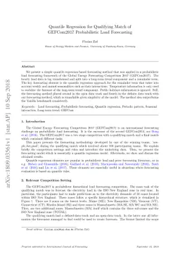 Quantile Regression for Qualifying Match of GEFCom2017 Probabilistic
  Load Forecasting