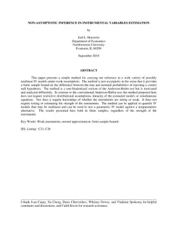 Non-Asymptotic Inference in Instrumental Variables Estimation