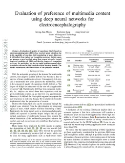 Evaluation of Preference of Multimedia Content using Deep Neural
  Networks for Electroencephalography