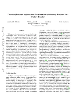 Unbiasing Semantic Segmentation For Robot Perception using Synthetic
  Data Feature Transfer