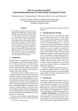 Does it care what you asked? Understanding Importance of Verbs in Deep
  Learning QA System