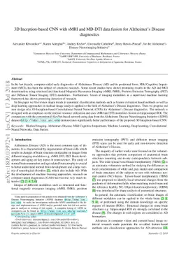 3D Inception-based CNN with sMRI and MD-DTI data fusion for Alzheimer's
  Disease diagnostics