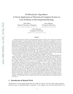 On Bioelectric Algorithms: A Novel Application of Theoretical Computer
  Science to Core Problems in Developmental Biology