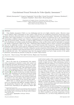 Convolutional Neural Networks for Video Quality Assessment