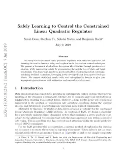 Safely Learning to Control the Constrained Linear Quadratic Regulator