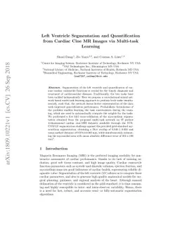 Left Ventricle Segmentation and Quantification from Cardiac Cine MR
  Images via Multi-task Learning