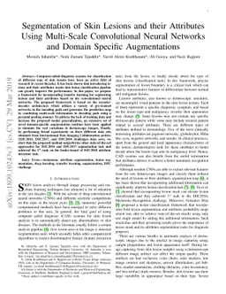 Segmentation of Skin Lesions and their Attributes Using Multi-Scale
  Convolutional Neural Networks and Domain Specific Augmentations