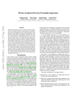 3D Face Synthesis Driven by Personality Impression