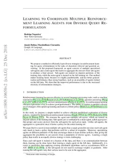Learning to Coordinate Multiple Reinforcement Learning Agents for
  Diverse Query Reformulation