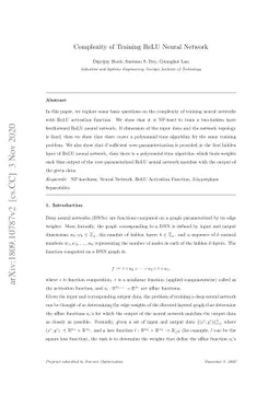 Complexity of Training ReLU Neural Network