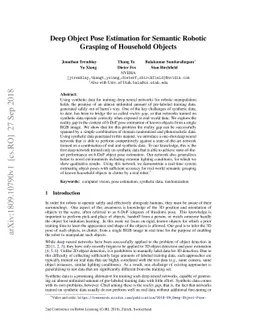 Deep Object Pose Estimation for Semantic Robotic Grasping of Household
  Objects