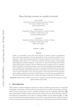 Deep learning systems as complex networks