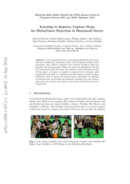 Learning to Improve Capture Steps for Disturbance Rejection in Humanoid
  Soccer