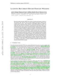 Learning Recurrent Binary/Ternary Weights