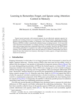 Learning to Remember, Forget and Ignore using Attention Control in
  Memory