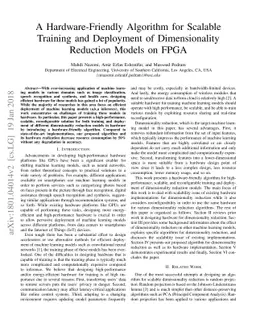 A Hardware-Friendly Algorithm for Scalable Training and Deployment of
  Dimensionality Reduction Models on FPGA