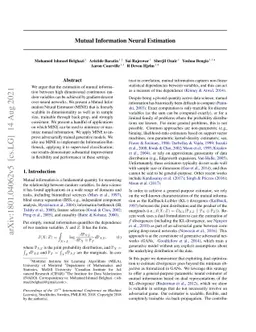 MINE: Mutual Information Neural Estimation