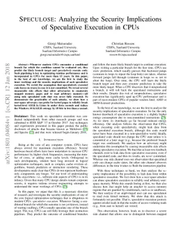Speculose: Analyzing the Security Implications of Speculative Execution
  in CPUs