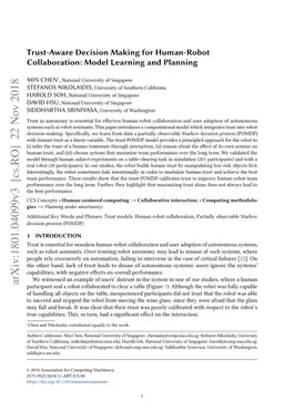 Trust-Aware Decision Making for Human-Robot Collaboration: Model
  Learning and Planning