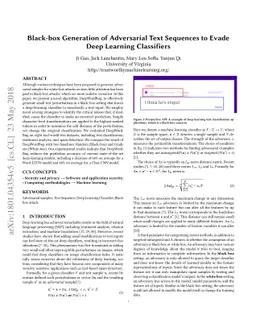Black-box Generation of Adversarial Text Sequences to Evade Deep
  Learning Classifiers