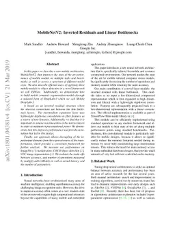 MobileNetV2: Inverted Residuals and Linear Bottlenecks