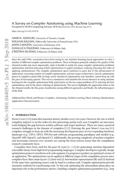A Survey on Compiler Autotuning using Machine Learning