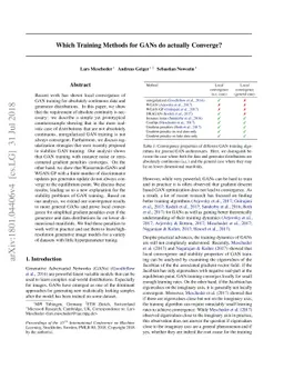 Which Training Methods for GANs do actually Converge?