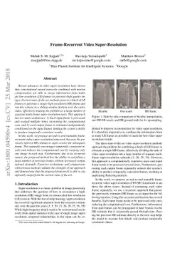 Frame-Recurrent Video Super-Resolution