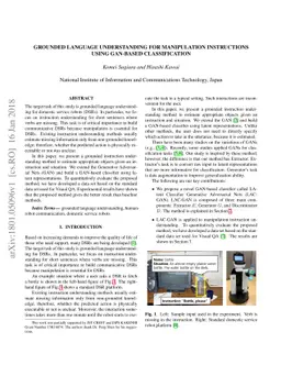 Grounded Language Understanding for Manipulation Instructions Using
  GAN-Based Classification