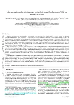 Joint registration and synthesis using a probabilistic model for
  alignment of MRI and histological sections