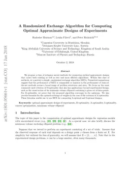 A Randomized Exchange Algorithm for Computing Optimal Approximate
  Designs of Experiments