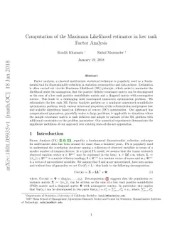 Computation of the Maximum Likelihood estimator in low-rank Factor
  Analysis