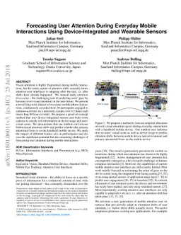 Forecasting User Attention During Everyday Mobile Interactions Using
  Device-Integrated and Wearable Sensors