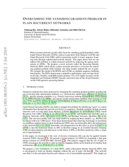 Overcoming the vanishing gradient problem in plain recurrent networks