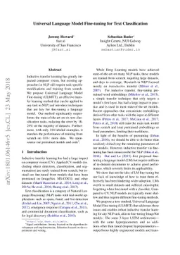 Universal Language Model Fine-tuning for Text Classification