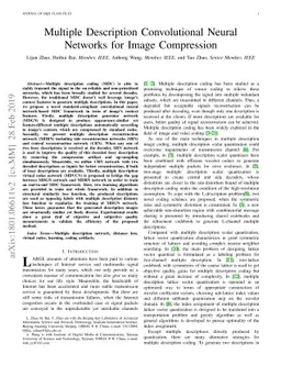 Multiple Description Convolutional Neural Networks for Image Compression