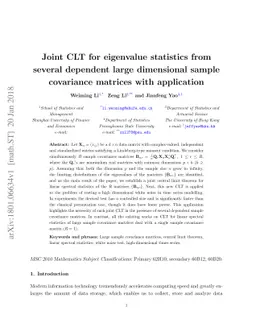 Joint CLT for eigenvalue statistics from several dependent large
  dimensional sample covariance matrices with application